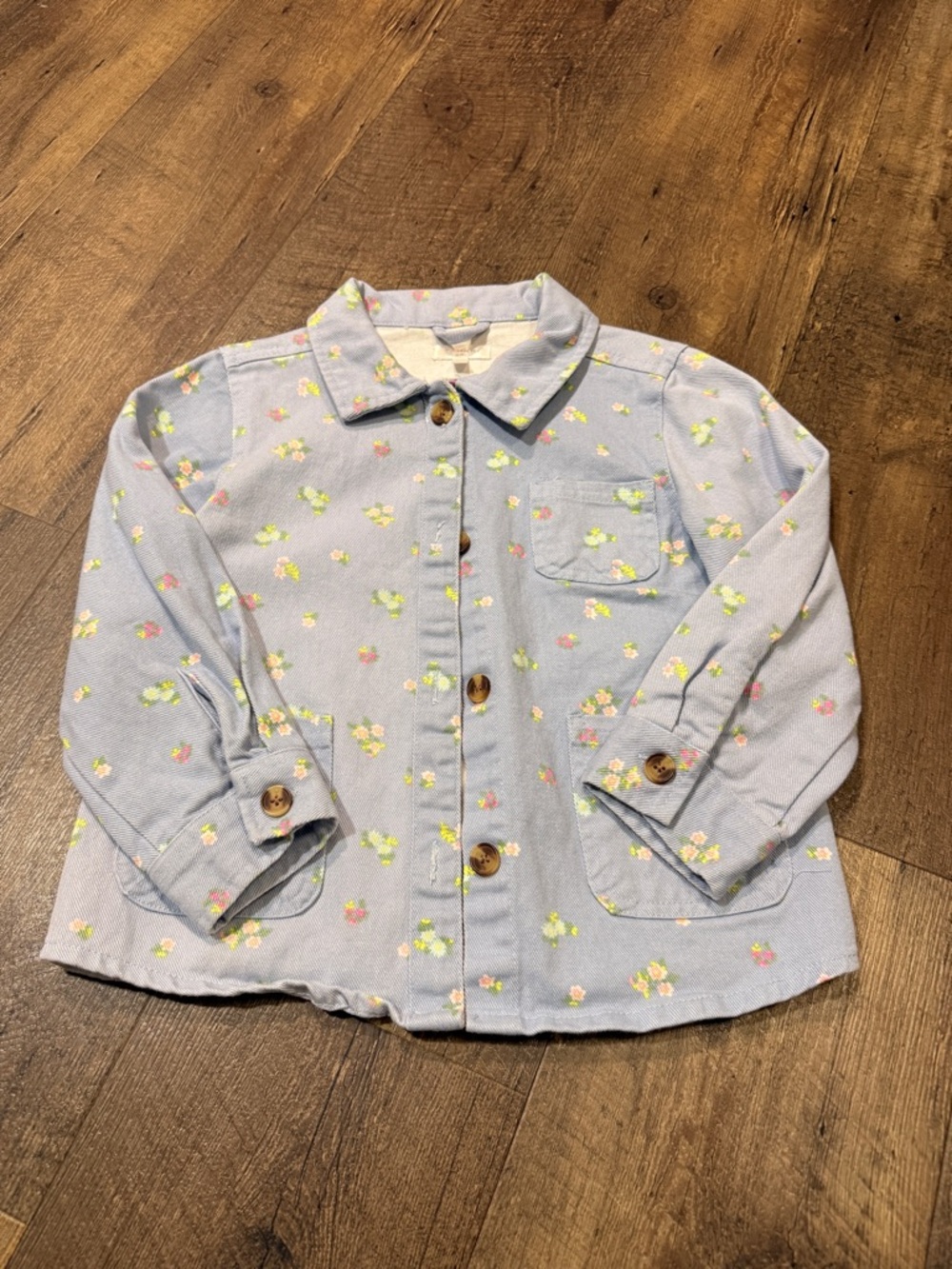 Tahari Light Blue Floral Jean Jacket